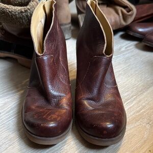 Kork-Ease Rich Brown Leather Ankle Booties